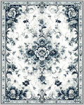 Blue Floral Vintage Inspired Area Rug