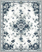 Blue Floral Vintage Inspired Area Rug