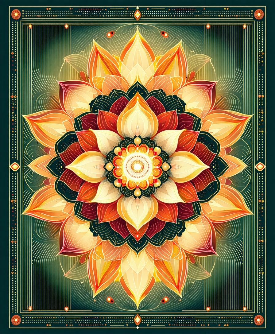 Radiant Mandala Floral Pattern Rug