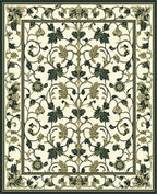 Floral Vine Bordered Cream Rug