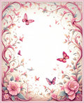 Pink Floral Butterfly Whimsical Design Rug
