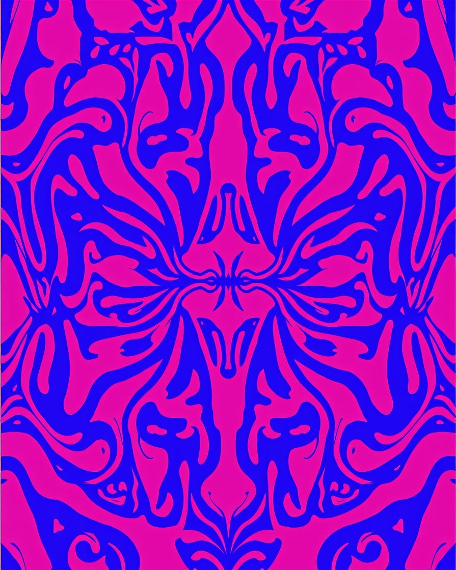 Abstract Blue and Pink Swirl Pattern Rug