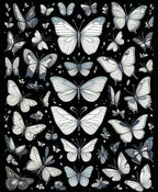 Monochrome Butterfly Garden Pattern Rug