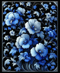 Vibrant Blue Floral Pattern Design Rug