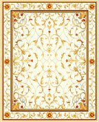Golden Floral Swirls Accents Rug
