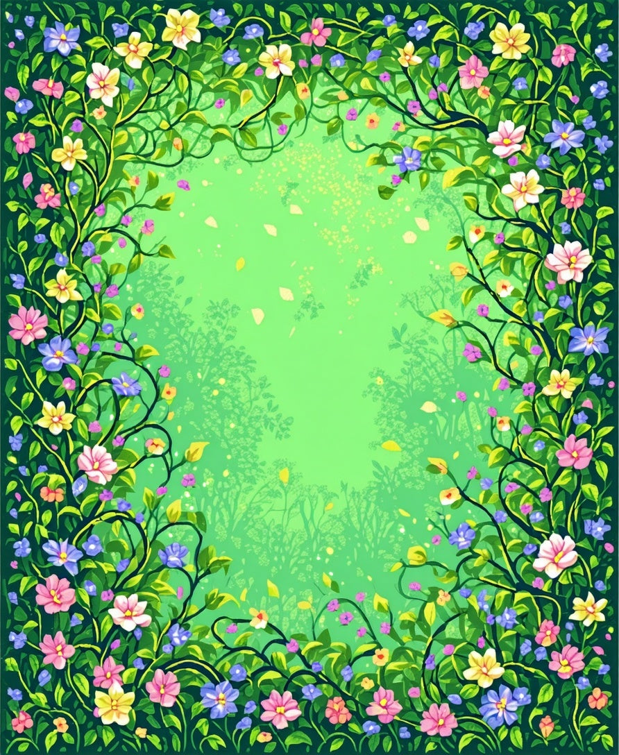 Whimsical Vines And Floral Garden Rug