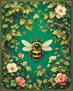 Bumblebee and Floral Garden Tapestry Rug