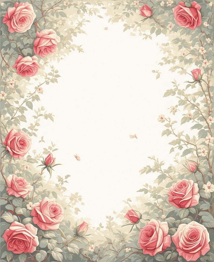 Vintage Rose Garden Floral Design Rug