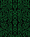Symmetrical Neon Green Abstract Design Rug