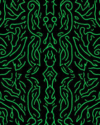 Symmetrical Neon Green Abstract Design Rug