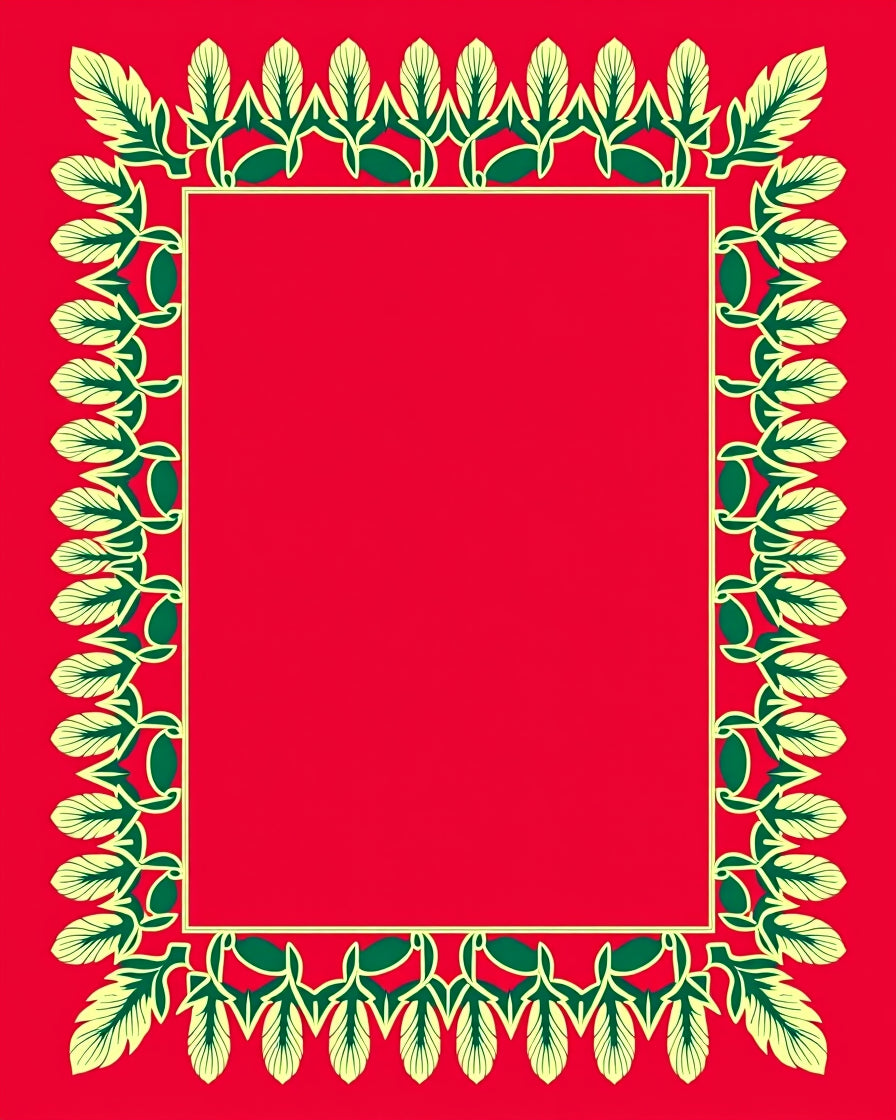Red And Cream Floral Vine Border Rug