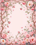 Pink Rose Vine Floral Pattern Rug