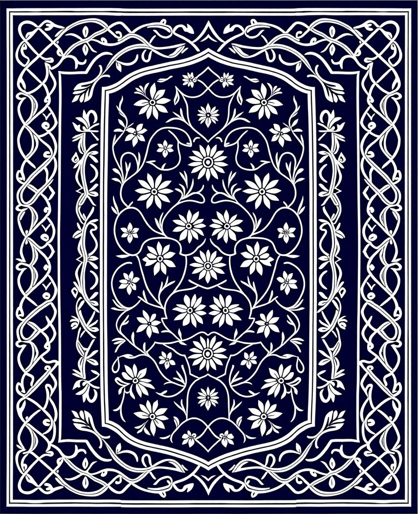 Classic Floral Vine Border Rug