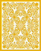 Golden Floral Art Deco Pattern Rug