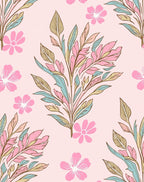 Soft Pink Floral Botanical Design Rug