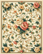 Ornate Floral Vine Pattern Rug