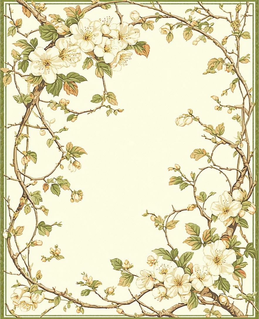 Whimsical Floral Branches Delicate Pattern Rug