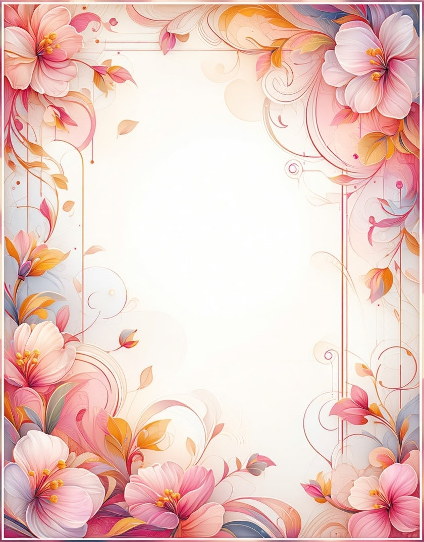 Floral Swirls Blush Pink Art Rug