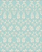 Ethereal Floral Scroll Patterned Rug