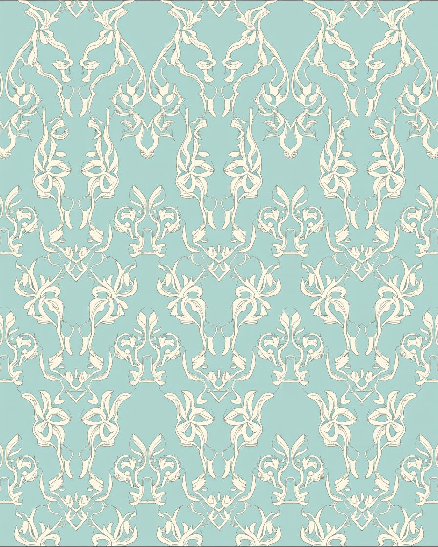 Ethereal Floral Scroll Patterned Rug