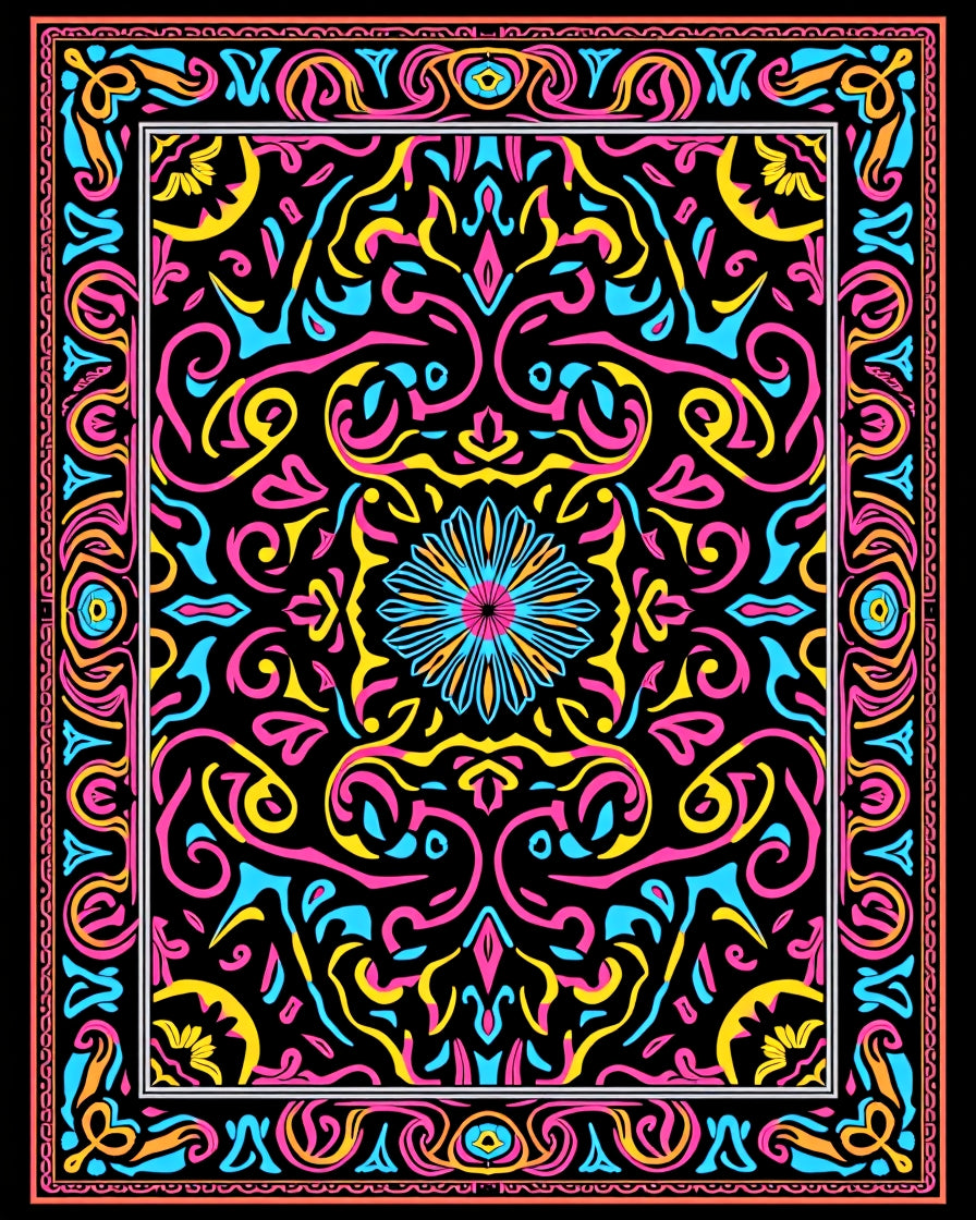 Vibrant Psychedelic Swirls Pattern Rug