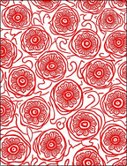 Bold Red Floral Scroll Pattern Rug