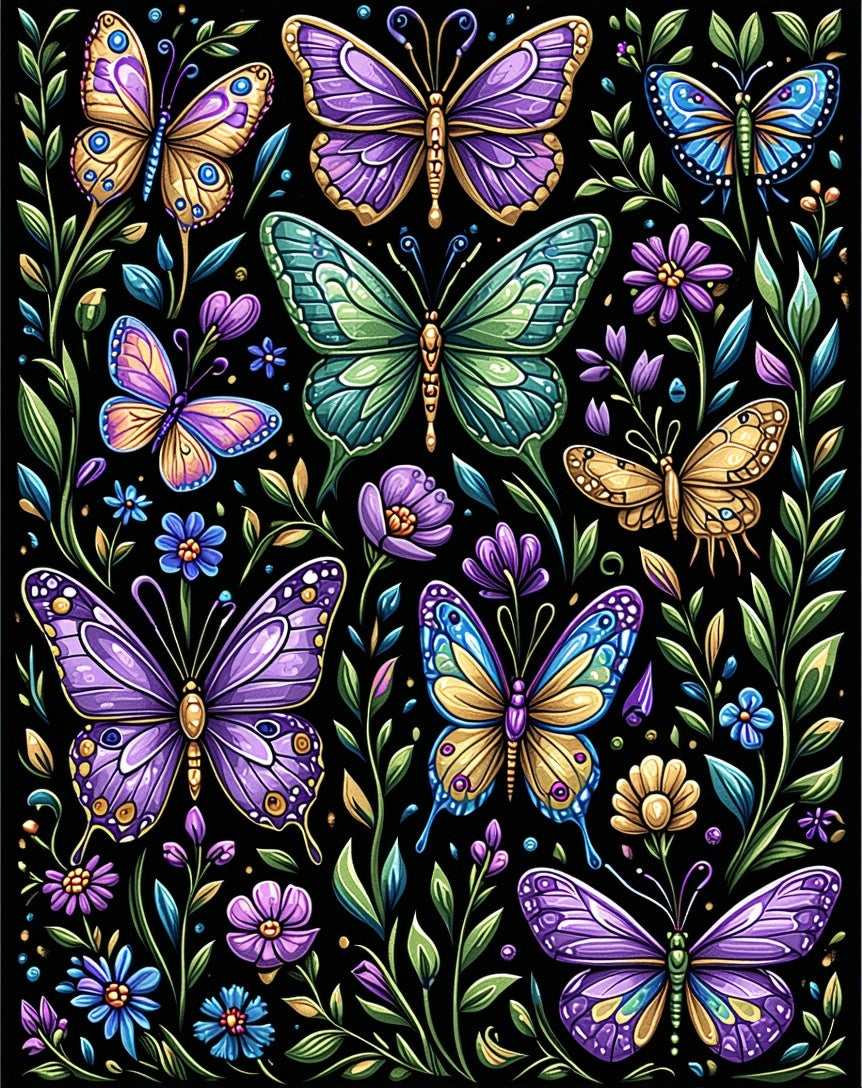 Vibrant Butterfly Garden Art Rug
