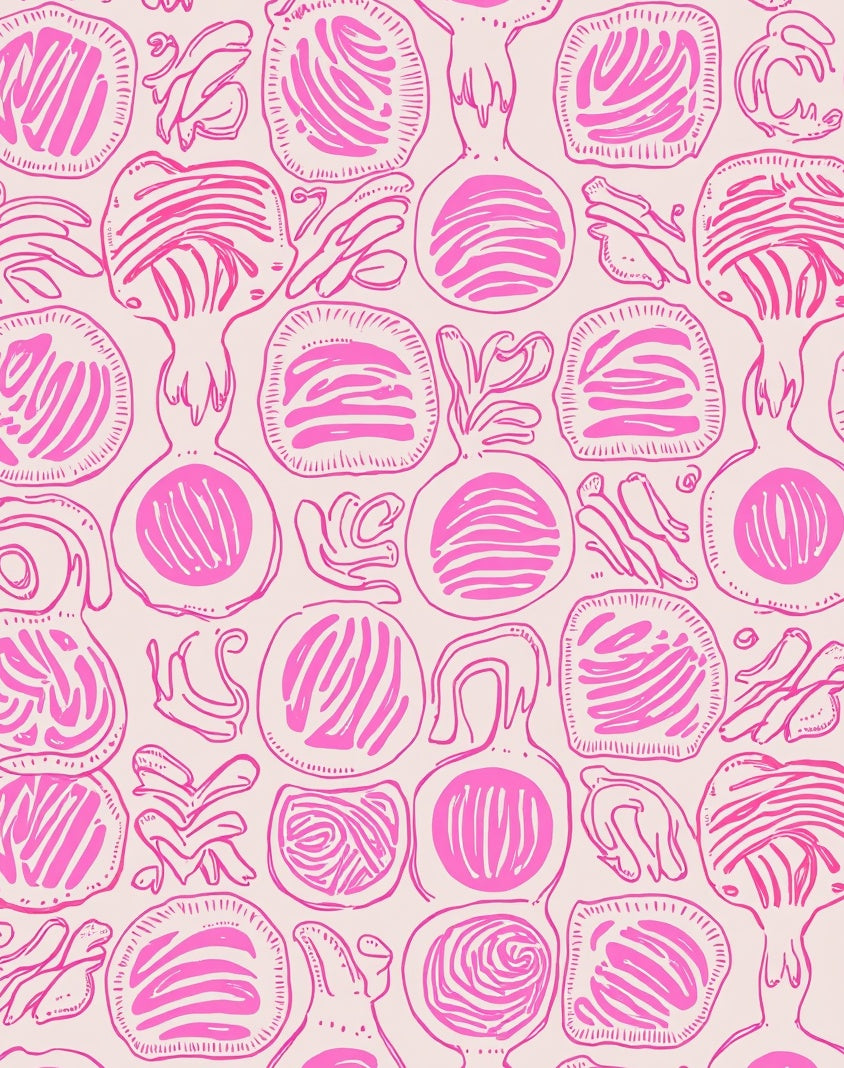 Abstract Pink Organic Shape Pattern Rug