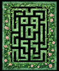 Green Maze With Pink Floral Vines Rug