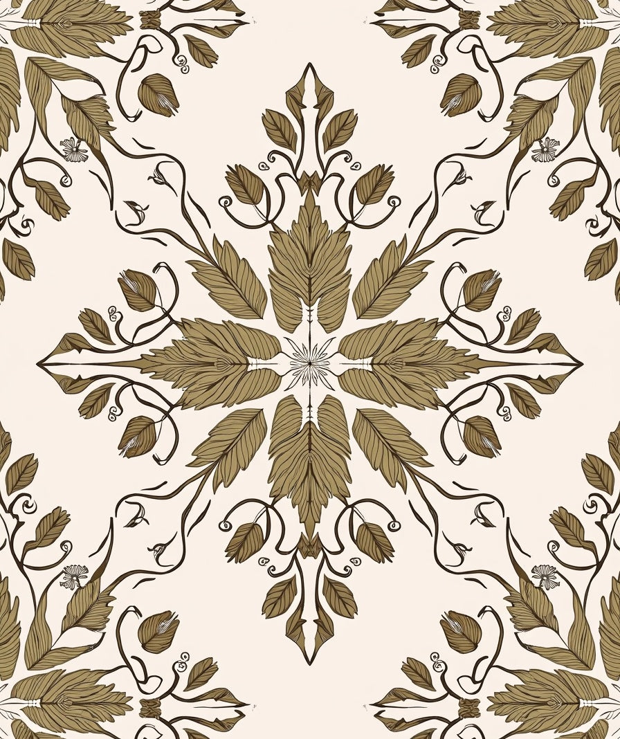 Elegant Botanical Scrollwork Floral Pattern Rug