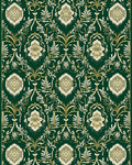Ornate Floral Patterned Deep Green Rug