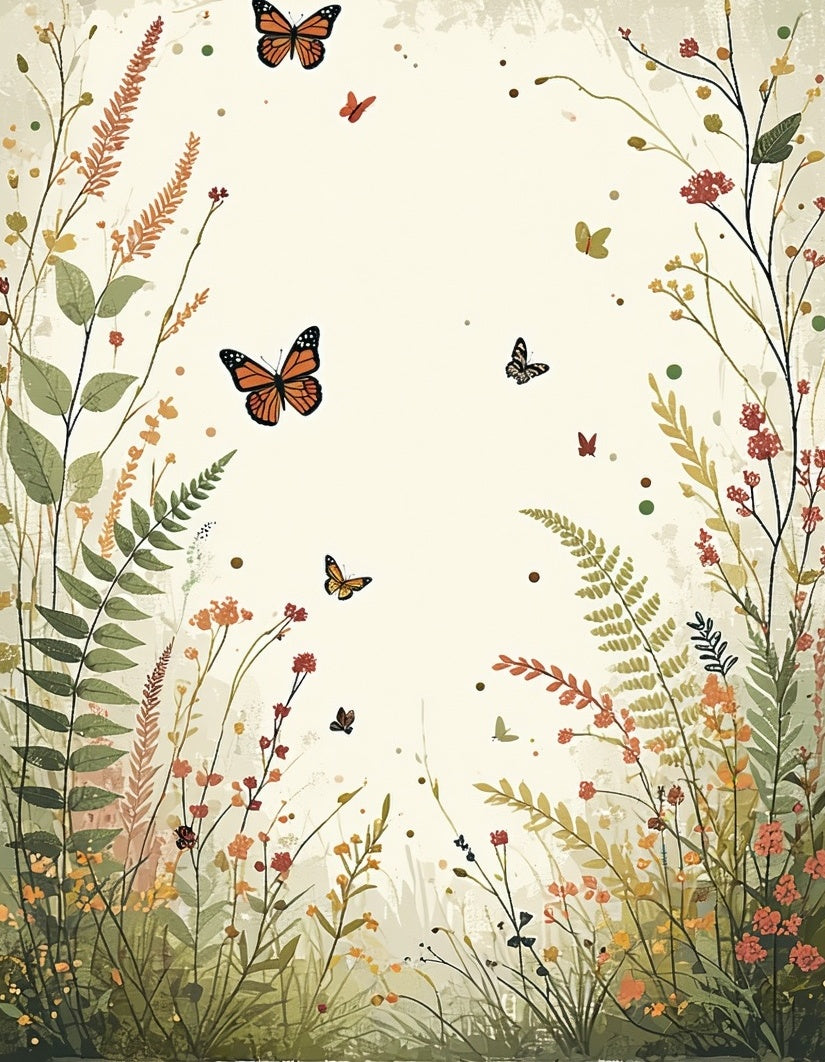Whimsical Monarch Butterflies Garden Pattern Rug