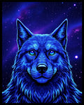 Mystic Blue Wolf Galaxy Art Rug