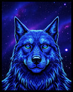 Mystic Blue Wolf Galaxy Art Rug