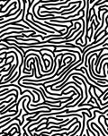 Abstract Black And White Wavy Pattern Rug