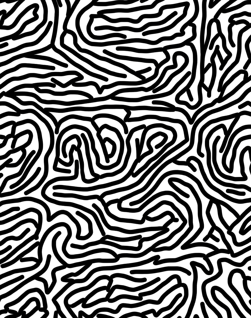 Abstract Black And White Wavy Pattern Rug