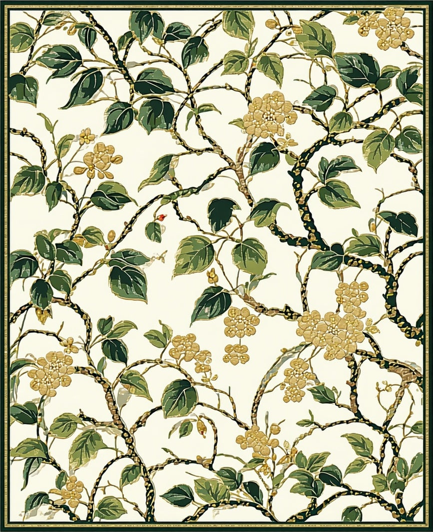 Botanical Vine Floral Design Rug