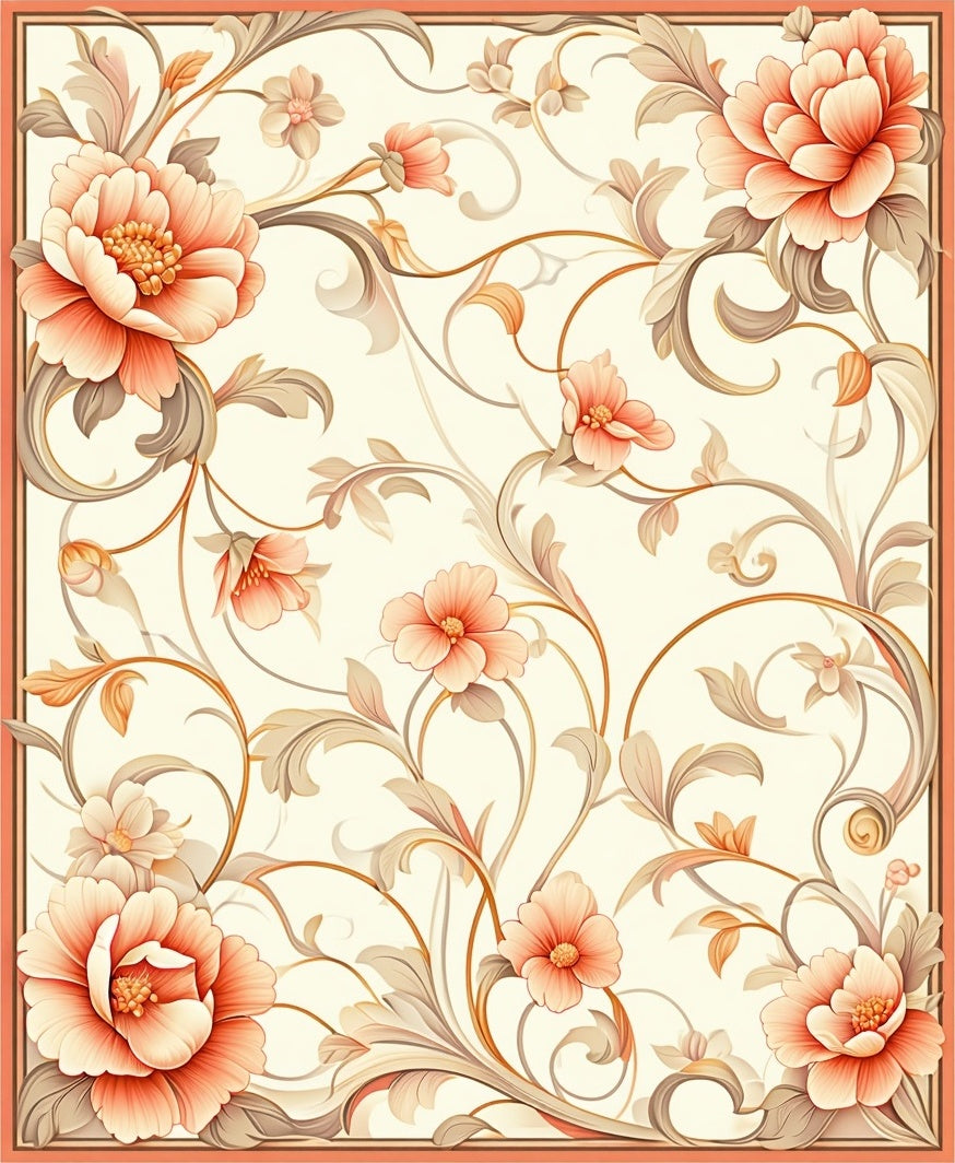 Elegant Floral Scrollwork Pattern Rug