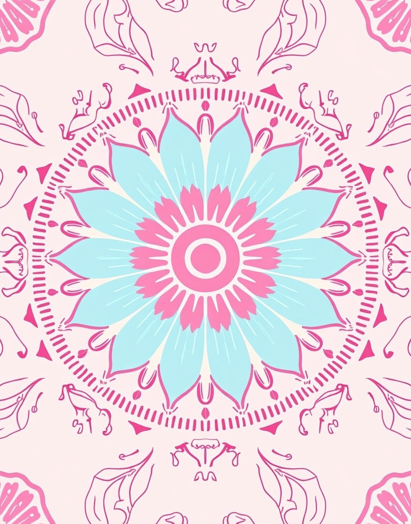 Pastel Mandala Bloom Pattern Rug