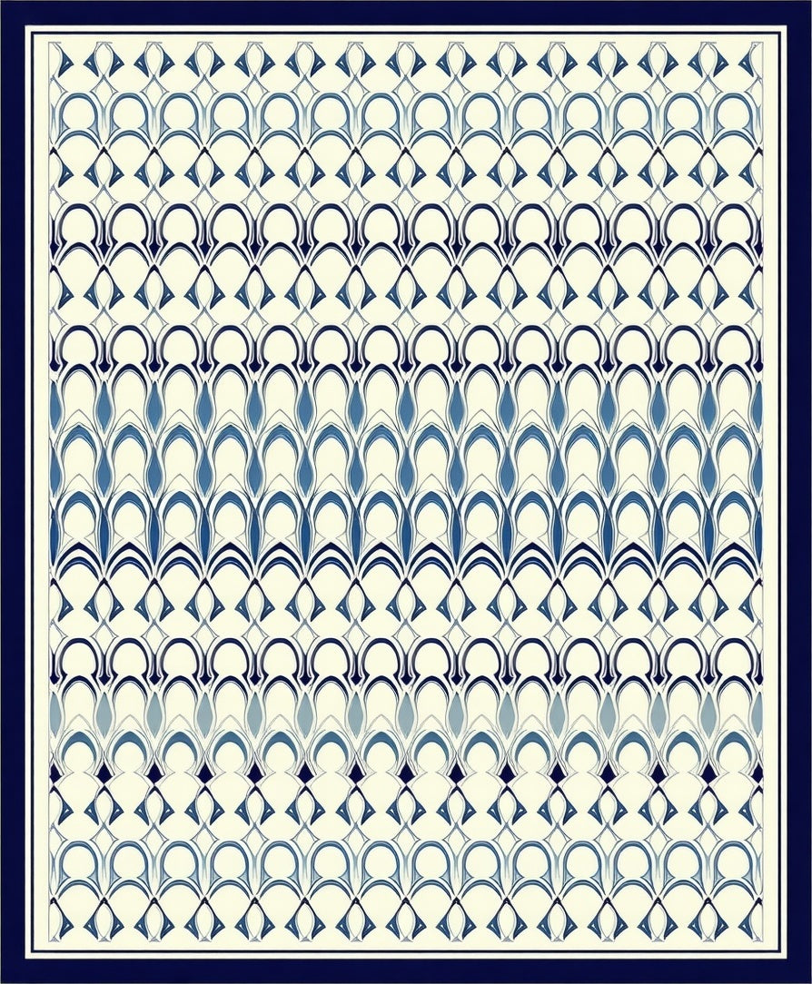 Classic Blue Repeating Arch Pattern Rug