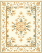Classic Floral Border With Center Bouquet Rug