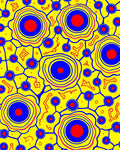 Vibrant Yellow Blue Red Circles Pattern Rug