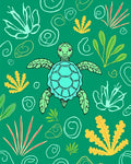 Sea Turtle Aquatic Garden Pattern Rug