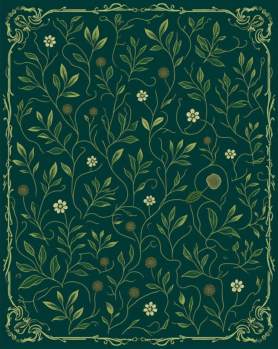 Whimsical Floral Botanical Vines Design Rug