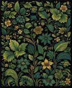 Dark Floral Vines Pattern Rug
