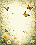 Vintage Yellow Floral Butterfly Pattern Rug