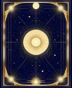 Celestial Sunburst Gold Starry Pattern Rug