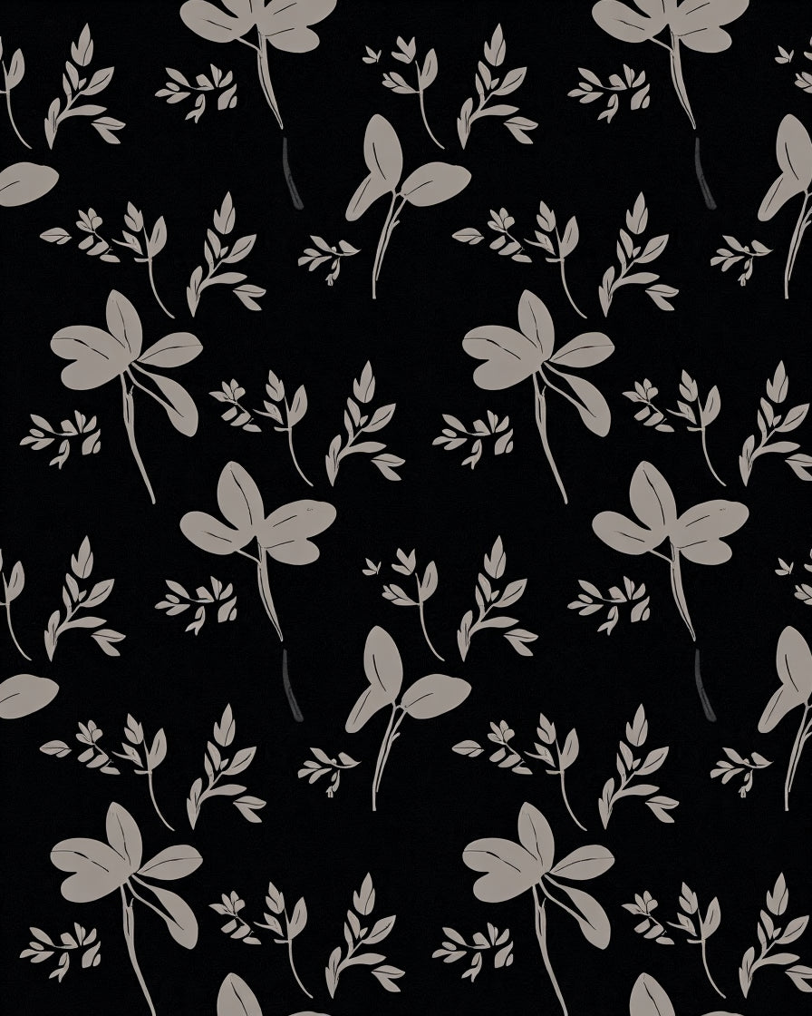 Subtle Gray Leaf Pattern Design Rug