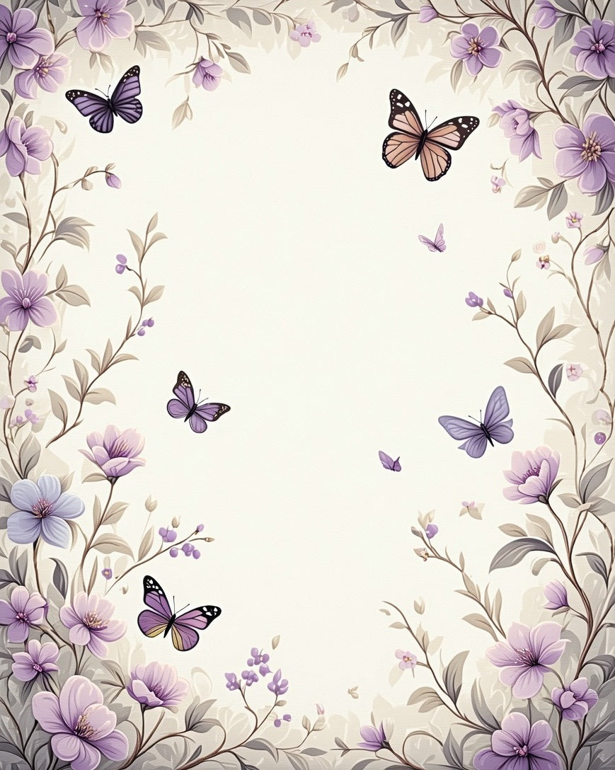 Whimsical Floral Butterfly Meadow Design Rug