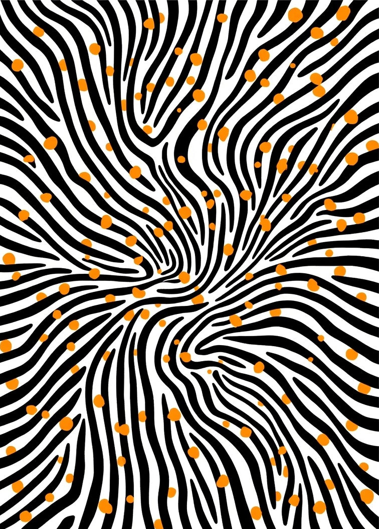 Bold Zebra Print With Orange Dots Rug